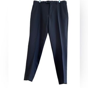 JWN TRADITIONAL FIT DRESS PANTS BLACK WOOL Size 36 Monochrome Solid Black Baggy